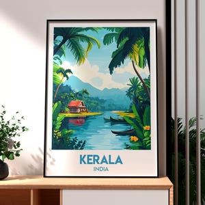 Kerala Travel Print - India Wall Art - India Art - Kerala Poster - Kerala Backwaters - India Print - Gift for Traveller - South India