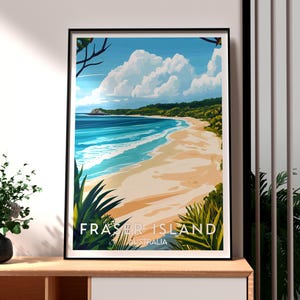 Fraser Island Print - K&#39;Gari Island Wall Art -  Australia Travel Poster - Travel Wall Art - Australia Coast Poster - Fraser Island Art
