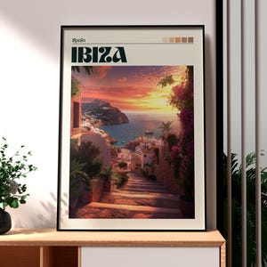 Impresión de Ibiza - Arte mural de Ibiza - Póster de la ciudad de Ibiza - Arte mural de viajes - Póster de la vida nocturna de Ibiza - Club de playa de Ibiza - Impresión de viaje a Ibiza - España