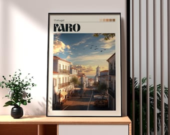 Faro Portugal Travel Poster: Modern Wall Art Print