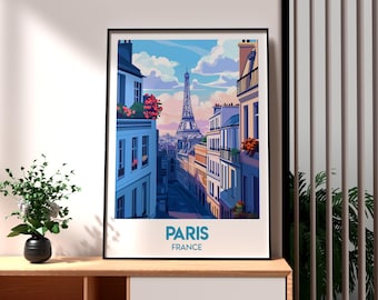 Eiffel Tower Paris Print: France City Travel Poster