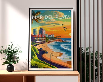 Póster de viaje de Mar del Plata, Argentina: Arte mural playero