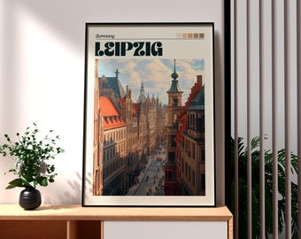 Leipzig Germany Travel Poster: Vintage City Wall Art