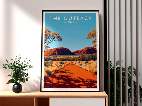 Australia Outback Art Print: Travel Poster, Desert Landscape - Etsy