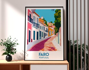 Faro Portugal Print: Colorful Travel Poster, Vacation Art