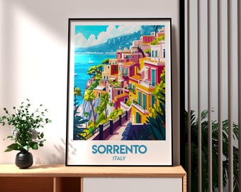 Impressão de Sorrento, Itália: Pôster de viagem da costa de Nápoles