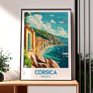 Corsica Poster - France Wall Art - Corsica Island Poster - France Travel Print - Paris Poster - France Travel Print - France Coastal Art