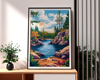 Wydruk artystyczny Parku Narodowego Voyageurs: plakat podróżniczy do Minnesoty