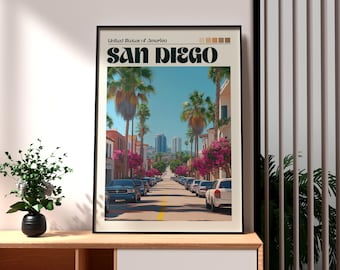 サンディエゴ旅行ポスター：カリフォルニアウォールアートプリント