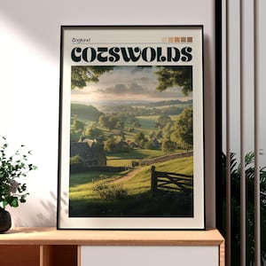 The Cotswolds Print - UK Village Wall Art -  UK Countryside Poster - Travel Wall Art - UK City Poster - Cotswolds Art - Gloucestershire Art