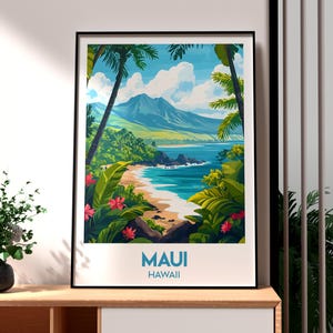 Maui Print - Hawaii Wall Art - Maui Hawaii Poster - Maui Volcanoes Wall Art - Gift for Traveller - Hawaii Mountains Wall Art - Maui Print