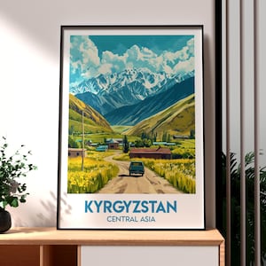 Print Kirgizië - kunst aan de muur Kirgizië - reisposter Kirgizië - reiskunst aan de muur - Europa poster - kunst aan de muur Centraal-Azië - kunst Kirgizië