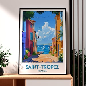 Saint Tropez Poster - France Wall Art - The French Riviera Poster - France Travel Print - France Travel Print - Saint Tropez Wall Art France