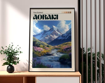 Aoraki Mount Cook Print: New Zealand Travel Poster