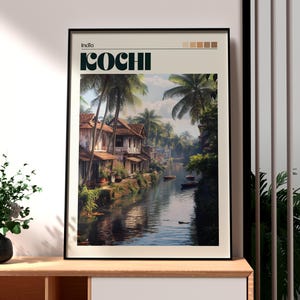 Kochi Travel Print - India Wall Art - India Art - Kochi Poster - Kerala Backwaters - India Print - Gift Travel - South India - Fort Kochi