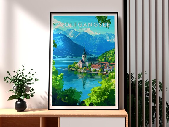 Wolfgangsee Lake Art Print: Austria Travel Poster - Etsy New Zealand