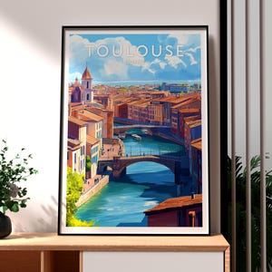 Póster de Toulouse - Arte mural de Francia - Póster de Toulouse - Impresión de viaje a Francia - Impresión de viaje a Francia - Arte mural de Toulouse - Póster de La Ville Rose
