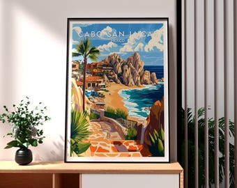 Cabo San Lucas Print: Mexico Travel Poster, Beach Wall Art