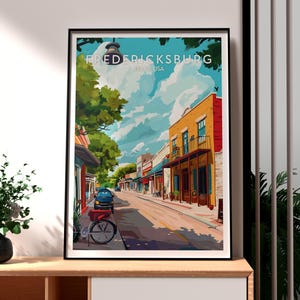 Impresión de Fredericksburg - Arte mural de Texas - Póster del estado de EE. UU. - Arte mural de EE. UU. - Regalo para viajeros - Impresión de viajes a EE. UU. - Póster de Fredericksburg, Texas