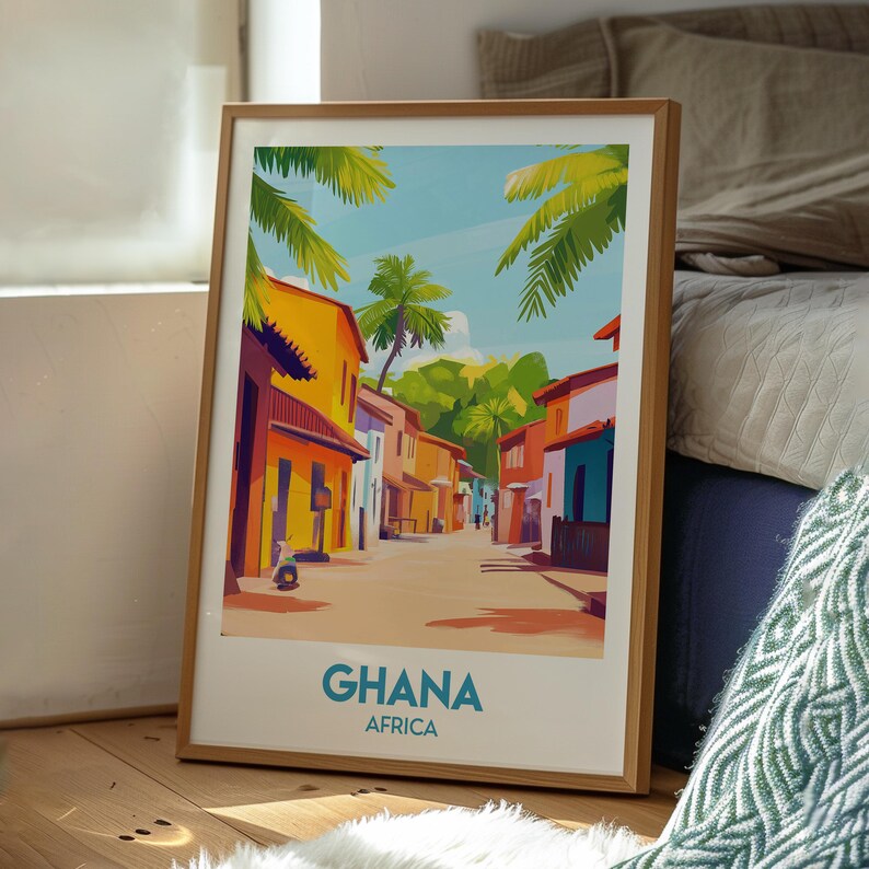Ghana Poster Ghana Print Accra Travel Wall Art Africa Travel Art Ghana