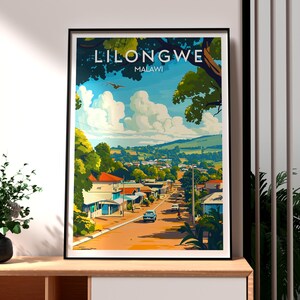 Poster di Lilongwe - Stampa Malawi - Arte murale di viaggio a Lilongwe - Arte di viaggio in Africa - Arte Malawi - Poster della fauna selvatica africana - Arte della città di Lilongwe