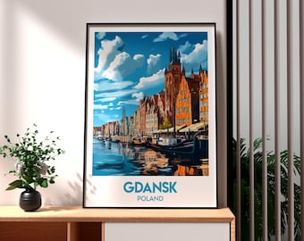 Gdansk Poland Print: Colorful Travel Poster, Europe Wall Art