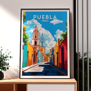 Puebla Print - Puebla Mexico Wall Art - Puebla City Poster - Travel Wall Art - Mexico Travel Poster - Puebla Wall Art - Travel Art Mexico