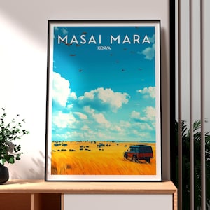 Masai Mara Nature Reserve Poster - Kenya Print - Masai Mara Travel Art - Africa Travel Art - Kenya Wall Art - Africa Wildlife Poster Safari
