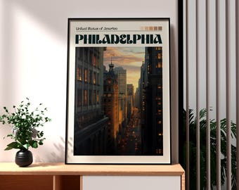 Philadelphia Cityscape Art Print: Pennsylvania Travel Poster