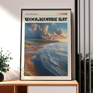 Woolacombe Bay Print - Devon Wall Art -  Woolacombe Poster - UK Coast Wall Art - UK AONB Poster - Woolacombe Wall Art - Devon Poster