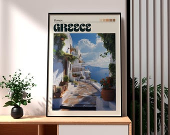 Greek Islands Print: Greece Travel Poster, Coastal Wall Art