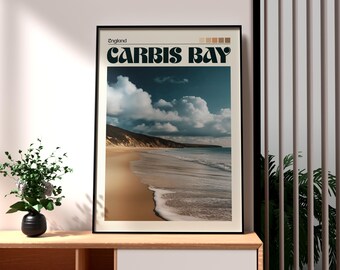 Carbis Bay Beach Print: Cornwall Coast, England Travel Poster