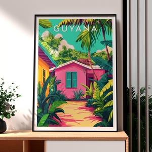 Guyana Poster - Guyana Art - Guyana Travel Print - Guyana Wall Art - Georgetown Guyana Travel Print - Backpacking Poster - South America Art