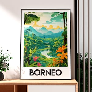 Impresión de Borneo - Arte mural de Borneo - Póster de la naturaleza de Borneo - Arte mural de viajes por Asia - Regalo para viajeros - Impresión de viajes de Borneo - Póster de vida silvestre