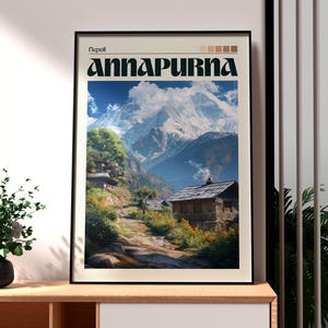 Annapurna Base Camp Poster - The Himalayas Wall Art - Nepal Print - Everest Wall Art - Nepal Trekking Poster - Annapurna Print - Nepal Art