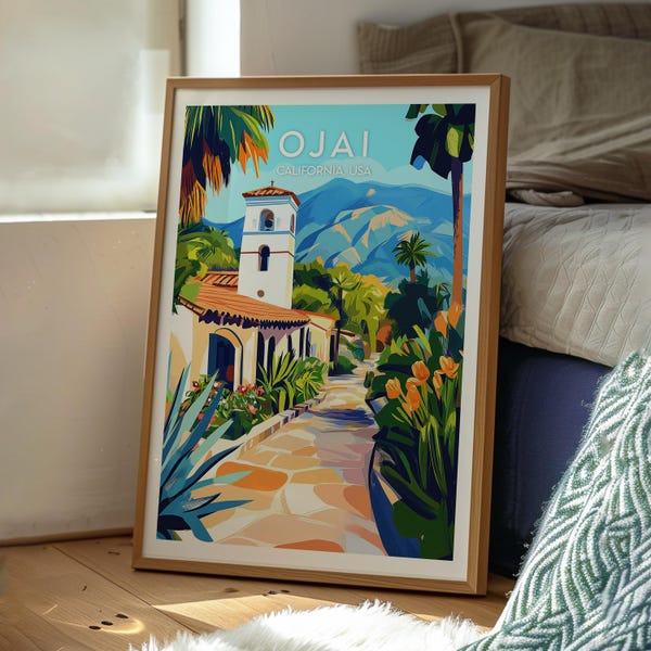 Ojai California Travel Poster: Ventura County Wall Art