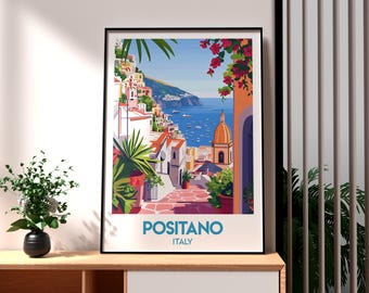 Positano Italy Print - Amalfi Coast Travel Poster