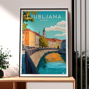 Impresión de Liubliana - Arte mural de Eslovenia - Póster de Liubliana - Arte de Liubliana - Póster de viaje a Europa - Arte impreso de viaje a Eslovenia - Ciudad