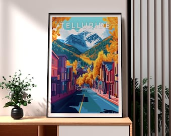 Telluride Poster, Telluride Print, Colorado Print, Skiing Poster ...