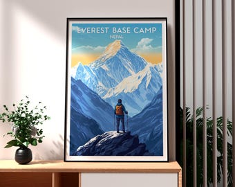Mount Everest Art Print: Nepal Trekking Poster, Himalayas Wall Decor