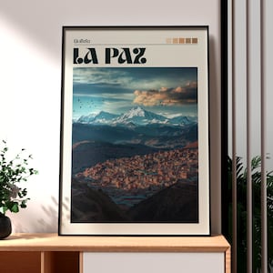 La Paz Poster - Bolivia Art - Bolivia Travel Print - Bolivia Wall Art - La Paz Travel Print - Backpacking Poster - South America Art La Paz