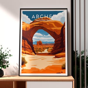 Póster del Parque Nacional de los Arcos - Póster de Utah - Póster de viaje - Póster del Parque Nacional de EE. UU. - Póster de los Arcos - Impresión del Parque Nacional de Utah - Utah