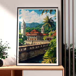 Kandy Poster - Sri Lanka Wall Art - Temple of the Tooth - Kandy Print - Sri Lanka Travel Print - Sri Lanka - Kandy Lake - Sri Lanka Travel
