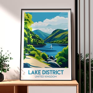 The Lake District Print - The Lake District Wall Art -  UK Countryside Poster - Travel Wall Art - UK Poster - Keswick Hiking Poster - UK