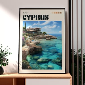 Cyprus Print - Cyprus Wall Art -  Kato Paphos Poster - Travel Wall Art - Cyprus Travel Poster - Cyprus Art - Cyrpus Wall Art Beach Town Art