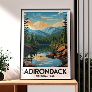 Impresión del Parque Nacional Adirondack - Arte mural de Nueva York - Póster de un estado de EE. UU. - Arte mural de EE. UU. - Regalo para viajeros - Impresión de viaje - Parque Nacional de EE. UU.