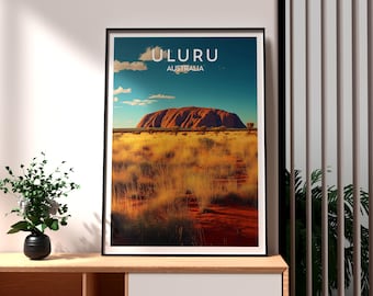 Uluru Print: Australia Travel Poster, Ayers Rock Wall Art