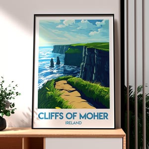Impresión de los acantilados de Moher - Arte mural de Irlanda - Póster del condado de Clare - Arte mural de viajes - Póster de Irlanda - Arte de viajes de la República de Irlanda - Naturaleza
