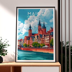 Mainz Travel Print - Germany Wall Art - Germany Poster - Travel Wall Art  - Gift for Traveller - Mainz City Art - Mainz Germany Art Rhine