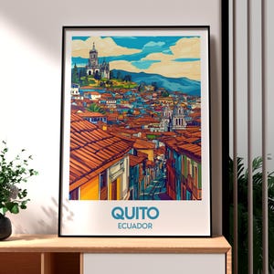 Quito Poster - Ecuador Art - Ecuador Travel Print - Quito Wall Art - Quito Ecuador Travel Print - Backpacking Poster - South America Art